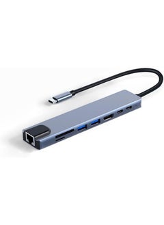 Buy USB C Hub Docking Station, Azhizco 8 in 1 USB C Dongle with 4K@60Hz HDMI, RJ45 Ethernet, 100W PD, SD/TF Card Reader, 2 USB Ports, USB Type C Hub for MacBook Pro Air M1 Dell XPS Nintendo Switch in Egypt