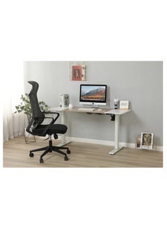 اشتري Sit Stand Home Office Ergonomic Electric Standing Desk Lifting Computer Desk Intelligent Workstation with 4 Height Memory Controller with Headphone Hook 140CM White في الامارات