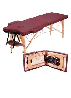 Buy COOLBABY Portable Massage Table Professional Adjustable Folding Bed with 2 Part Wood Frame Ergonomic Headrest and Carry Bag for Treatment Tattoo Salon SPA Facial Treatment in UAE