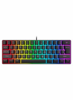 اشتري 60% Wired Gaming Keyboard, RGB Backlit Ultra-Compact Mini Waterproof Compact 61 Keys Keyboard for PC/Mac Gamer, Typist, Travel, Easy to Carry on Business Trip(Black) في الامارات