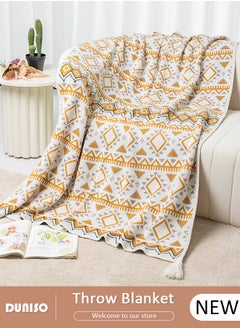 Buy Throw Blanket, Soft Cozy Lightweight Sofa Blanket, Home Decor Woven Blanket with Tassels for Chair Bed Couch Decorative, Knitted Bed Blankets, Bohemian Couch Decorative Throw Blankets for Women, Men and Kids in Saudi Arabia