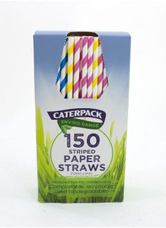 Buy Striped Paper Straws 150 Pieces in UAE