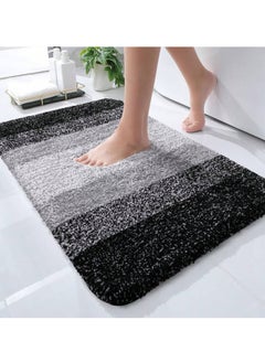 Buy Bathroom Rugs Bath Mat 51x76cm Non-Slip Fluffy Soft Plush Microfiber Shower Carpet Rug Machine Washable Quick Dry Ultra Bath Mats for Tub Bathroom and Shower Black. in UAE