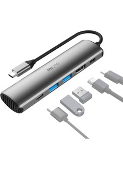 اشتري mione USB C Hub 5-in-1, 4K 60HZ HDMI, Adapter/Multiport, TYPE C to USB 3.0*2+HDMI+USB-C DATA+USB-C PD Multifunctional interface supports 5 ports simultaneously【miH03】 في السعودية