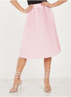 Buy Studded Faux Pearl Pleated Midi Skirt in Saudi Arabia