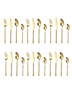 اشتري 24-Piece Elegant Stainless Steel Flatware Set Gold في السعودية