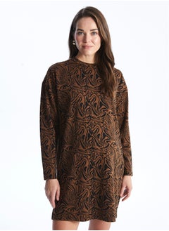 Buy Crew Neck Patterned Long Sleeve Maternity Dress in Egypt