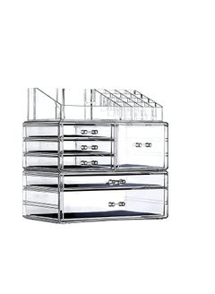 اشتري ORiTi Clear Makeup Organizer and Storage For Vanity,Large Acrylic Cosmetics Display Cases with Stackable Drawers For Bathroom Counter Dresser (Large-6 drawers With Tray Top) في الامارات