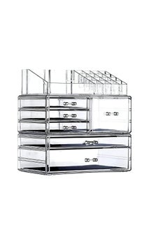 Buy ORiTi Clear Makeup Organizer and Storage For Vanity,Large Acrylic Cosmetics Display Cases with Stackable Drawers For Bathroom Counter Dresser (Large-6 drawers With Tray Top) in UAE