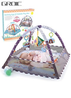 اشتري Baby Play Gym, Baby Play Mat Newborn with Padded Base Lightweight Foam Stand, 5 Hanging Toys and 18 Ocean Balls Washable Playmats & Floor Gyms for 0-36 Months في الامارات