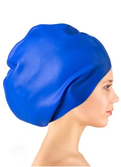 اشتري Oversized Women's Swimming Cap for Long Curly Hair blue 30*29.5*22CM في السعودية