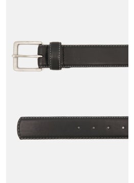 Buy Men Contrast Stitch Leather Belts, Black in Saudi Arabia