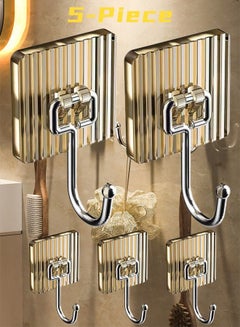 Buy 5-Piece Wall Hooks - Heavy Duty Self Adhesive Hooks - For Kitchen, Bathroom, Bedroom in UAE
