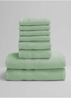 اشتري 8 Pieces Set by La'Marvel Misty Jade 550 GSM 100% Cotton Luxury Home Towels في السعودية