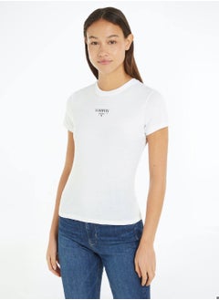 Buy Women's Slim Essential Short Sleeve T-Shirt - Cotton, White in UAE