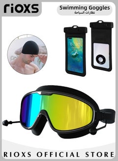 Buy Adult Swimming Goggles with Ear Plugs Swim Cap and Nose Clips Polarized Open Water Goggles Swimming Anti Fog UV Protection No Leakage Clear Vision Easy to Adjust for Men Women Teenagers in Saudi Arabia