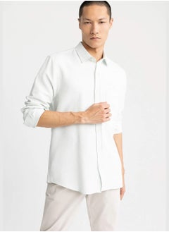 Buy Man Polo Neck Woven Long Sleeve Shirt in UAE