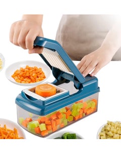 Buy Kitchen Vegetable Slicer Dicer Cutter,Veggie Chopper With 8 Blades＆ Container in Saudi Arabia