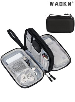 Buy Electronic Organizer, Travel Cable Organizer Bag Pouch Accessories Carry Case Portable Waterproof Double Layers Storage for Cable, Cord, Charger, Phone, Earphone, Digital Gadget Organizer Case, Black in Saudi Arabia