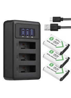 اشتري NP-BX1 Battery Charger 3-Slot with LED Indicators + 3pcs NP-BX1 Batteries 3.6V 1350mAh with USB Charging Cable Replacement في الامارات