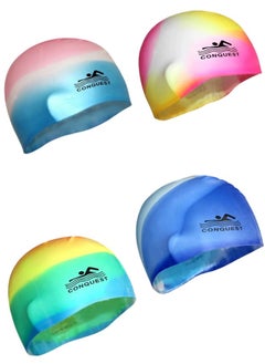 Buy Silicone Swimming Cap Protect your hair and enjoy a comfortable workout with this multi-colored swimming cap in Egypt