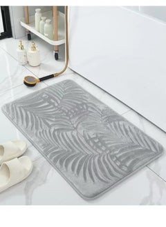 اشتري 1-Piece Bath Rug Water Absorbent Anti-Slip Kitchen Bedroom Mat Coral Velvet Grey 60x40 cm في الامارات