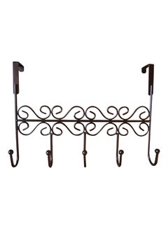 Buy Over The Door 5 Hanger Rack Decorative Metal Hanger Holder for Home Office Use, Brown in Egypt