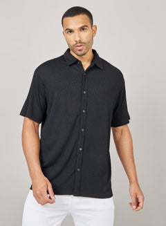 Buy Relaxed Fit Textured Short Sleeve Knit Shirt in Saudi Arabia