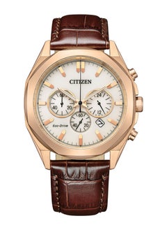 اشتري Eco-Drive Chronograph Leather Strap Men's Watch CA4593-15A في الامارات