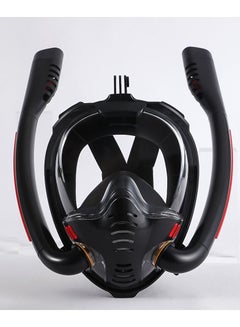 Buy Full Face Snorkel Mask - Diving Mask with Dry Top Breathing System Double-Tube, 180 Degree Panoramic Snorkeling Mask with Camera Mount, Anti-Fogging Anti-Leak Snorkeling Gear for Adults and Kids in UAE