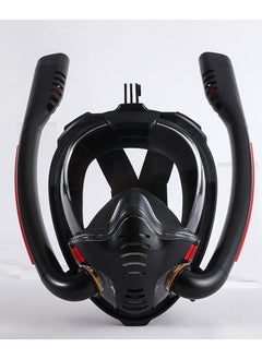 Buy Full Face Snorkel Mask - Diving Mask with Dry Top Breathing System Double-Tube, 180 Degree Panoramic Snorkeling Mask with Camera Mount, Anti-Fogging Anti-Leak Snorkeling Gear for Adults and Kids in UAE