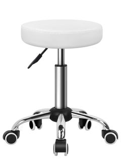 Buy FURWOO Adjustable Salon Chair Small Rolling Stool with Wheels for Spa Salon Massage Home Office White Medium Size in Egypt