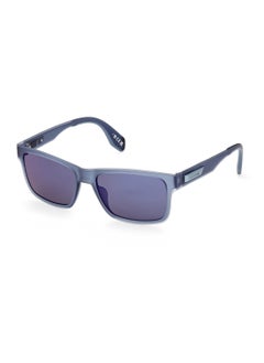 اشتري Men's Mirrored Rectangular Shape Plastic Sunglasses OR006791X55 - Lens Size: 55 Mm - Matte Blue في الامارات