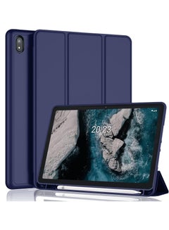 اشتري Smart Case for Nokia T20 Tablet with Pencil Holder, Soft TPU Smart Stand Back Cover Auto Wake/Sleep Feature - Blue في مصر