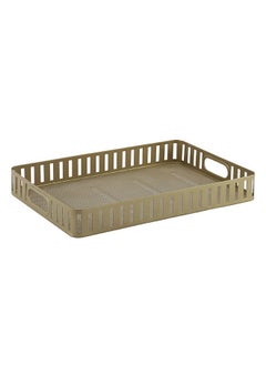 Buy Alsaif Rectangular Serving Tray With Side Handles Plastic To Serve Coffee And Others On All Occasions For Living Room And Kitchen Matte Gold in Saudi Arabia