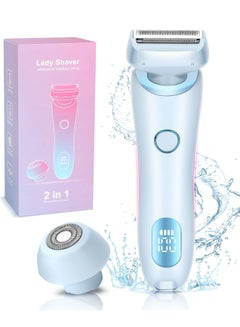 اشتري Electric Shaver for Women, Rechargeable Portable Shaver, Detachable Head Cordless Wet Dry Use (Blue) في السعودية