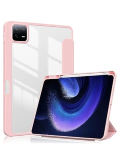 Buy Xiaomi Pad 6/Pad 6 Pro Case 11.0 inch, Auto Wake & Sleep Slim Trifold Stand Case Cover with Pencil Holder, Clear Trasparent Back Shell Csae for Xiaomi Pad 6 2023, Light Pink in Saudi Arabia