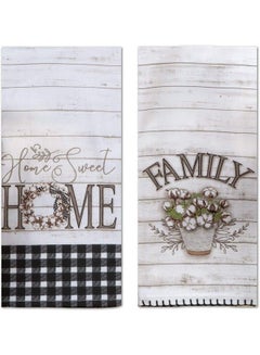Buy Home Sweet Home Kitchen Terry Towel And Tea Towel 2Pc Set Farmhouse Family in UAE