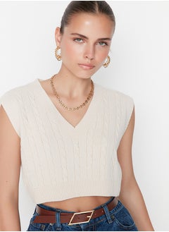 اشتري Stone Crop V Neck Knitwear Sweater TWOAW22BZ0049 في مصر