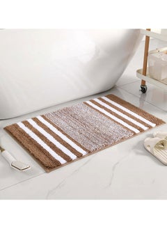 اشتري Bathroom Rugs Bath Mat 50x80cm Non Slip Fluffy Soft Plush Microfiber Shower Carpet Rug Machine Washable Quick Dry Ultra Bath Mats for Tub Bathroom and Shower Champagne. في الامارات