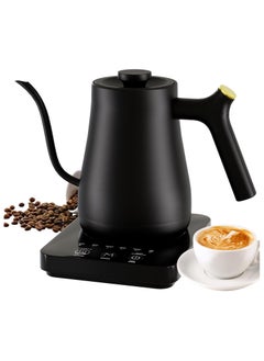 اشتري Electric Gooseneck Kettle,Coffee Kettle,800ml Water Kettle for Pour-over Coffee & Tea with 5 Preset Temperature Touch Screen Buttons 304 Stainless Steel Coffee and Tea Pot, Black في الامارات