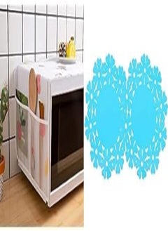 Buy HOS Microwave Oven Cover with 2 Pouch Dustproof Cloth Cover Microwave Oven Set – 1 Pcs (Assorted Colour and Design) + Hot plate silicone coaster - blue in Egypt