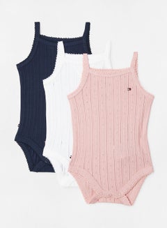 Buy Baby Girls Pointelle Bodysuit (Pack of 3) in UAE