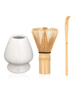 اشتري Japanese Tea Set, Traditional Matcha Tool Set, Matcha Ceremony Accessories, Matcha Blender, Blender, Tea Spoon (3 Piece Set, White) في السعودية
