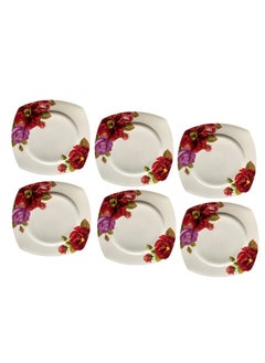 Buy A set of 6-piece porcelain plates with 3D engravings, size 27 cm in Saudi Arabia