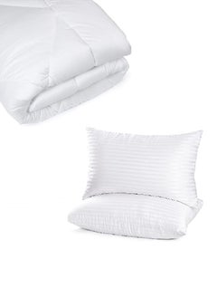 اشتري Duvet Insert Solid White Cotton Double Size 240 X 260Cm With 2 Pieces Pillow في الامارات