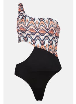 اشتري Women Printed Padded Sleeveless Swimsuit, Black Combo في الامارات