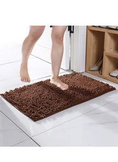 اشتري Chenille Bath Mat Plush Bath Shower Bathroom Rug, Brown, 60 X 40 cm في السعودية