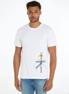 Buy Men's Two-Tone Monologo T-Shirt,  White in Saudi Arabia