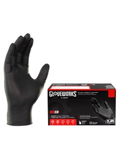 Buy Gloveworks Latex Free Polymer Coated Industrial Nitrile Gloves Black Large GPNB46100 in Saudi Arabia